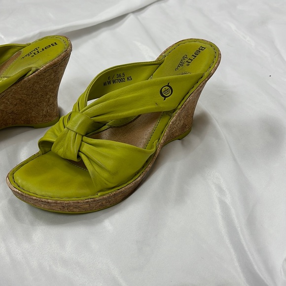 Shoes - Born lime green cork wedges